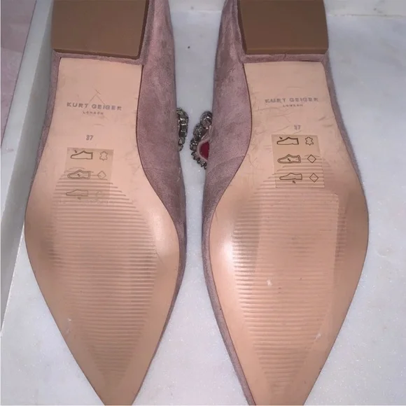 NWOT • Kurt Geiger “Kingly” Mauve Mary Jane Rhinestone Suede Flats • EU Size 37 - Picture 6 of 9